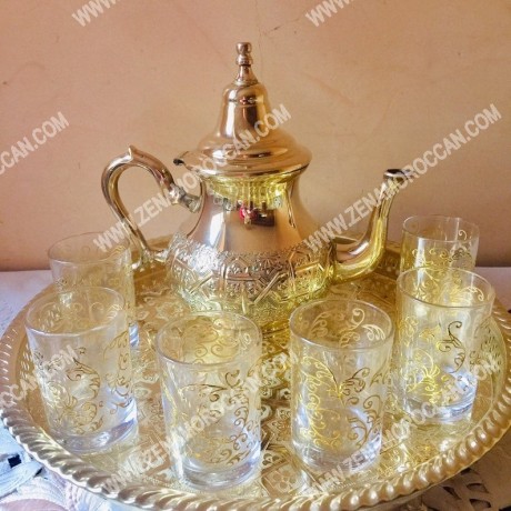 Handmade Moroccan Golden Teapot Set