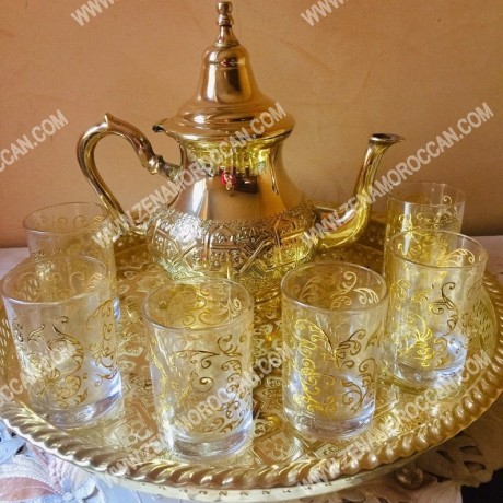 Handmade Moroccan Golden Teapot Set