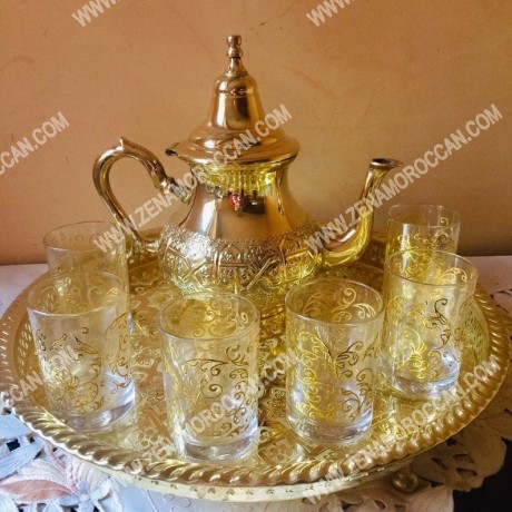 Handmade Moroccan Golden Teapot Set