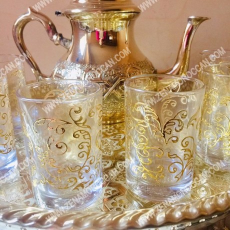 Handmade Moroccan Golden Teapot Set