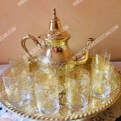 Handmade Moroccan Golden Teapot Set