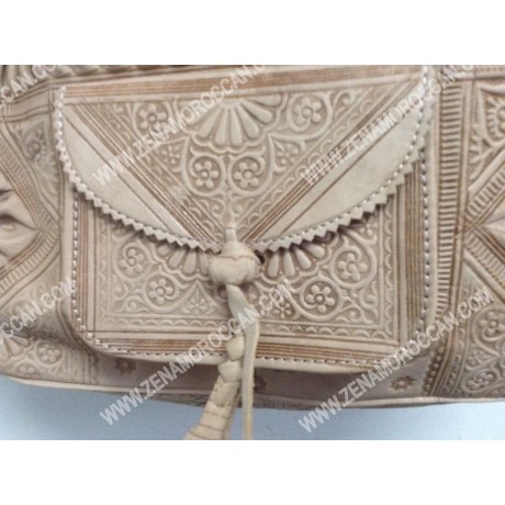 Moroccan Leather Handbag Carved Handmade for Women