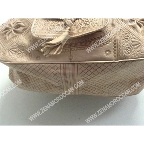 Moroccan Leather Handbag Carved Handmade for Women