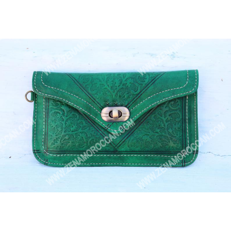 Moroccan Leather Wallet Women's green