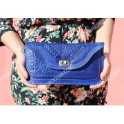 Moroccan Leather Wallet Women's blue