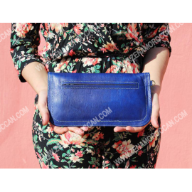 Moroccan Leather Wallet Women's blue 