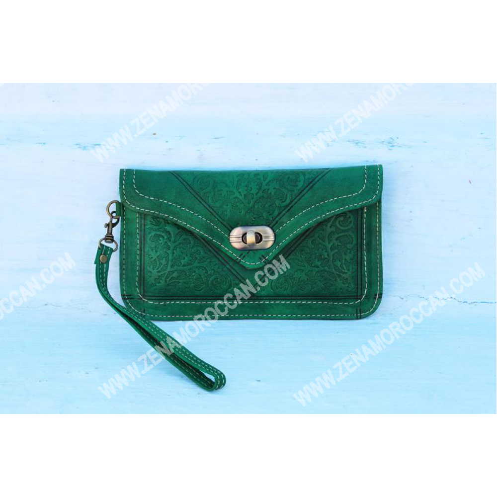 Moroccan Leather Wallet Women's green