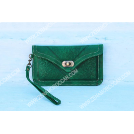 Moroccan Leather Wallet Women's green 