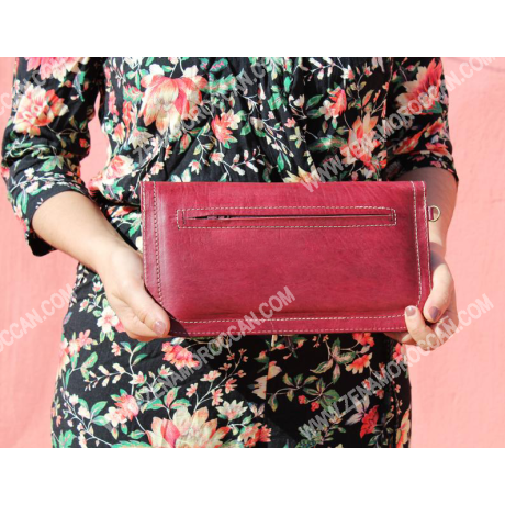 Moroccan Leather Wallet Women's red