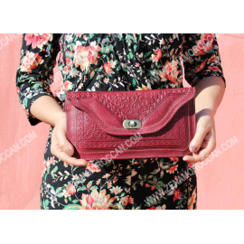 Moroccan Leather Wallet Women's red 