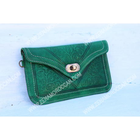 Moroccan Leather Wallet Women's green